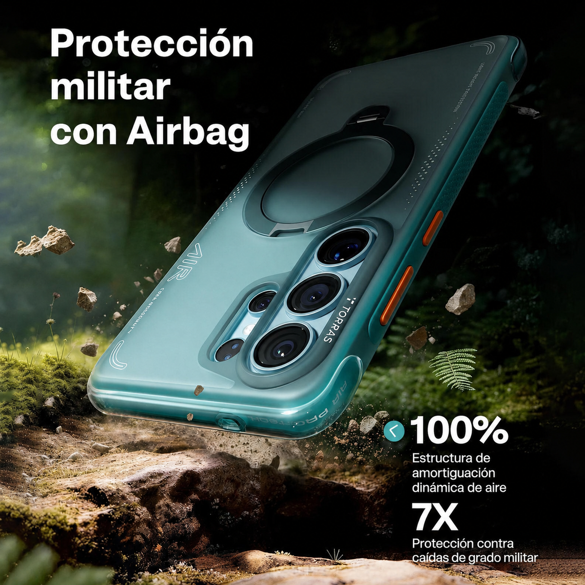 TORRAS Funda Ostand Spin Air Series con Soporte para Galaxy S26 Ultra con Anillo Magnético, Glacier Green