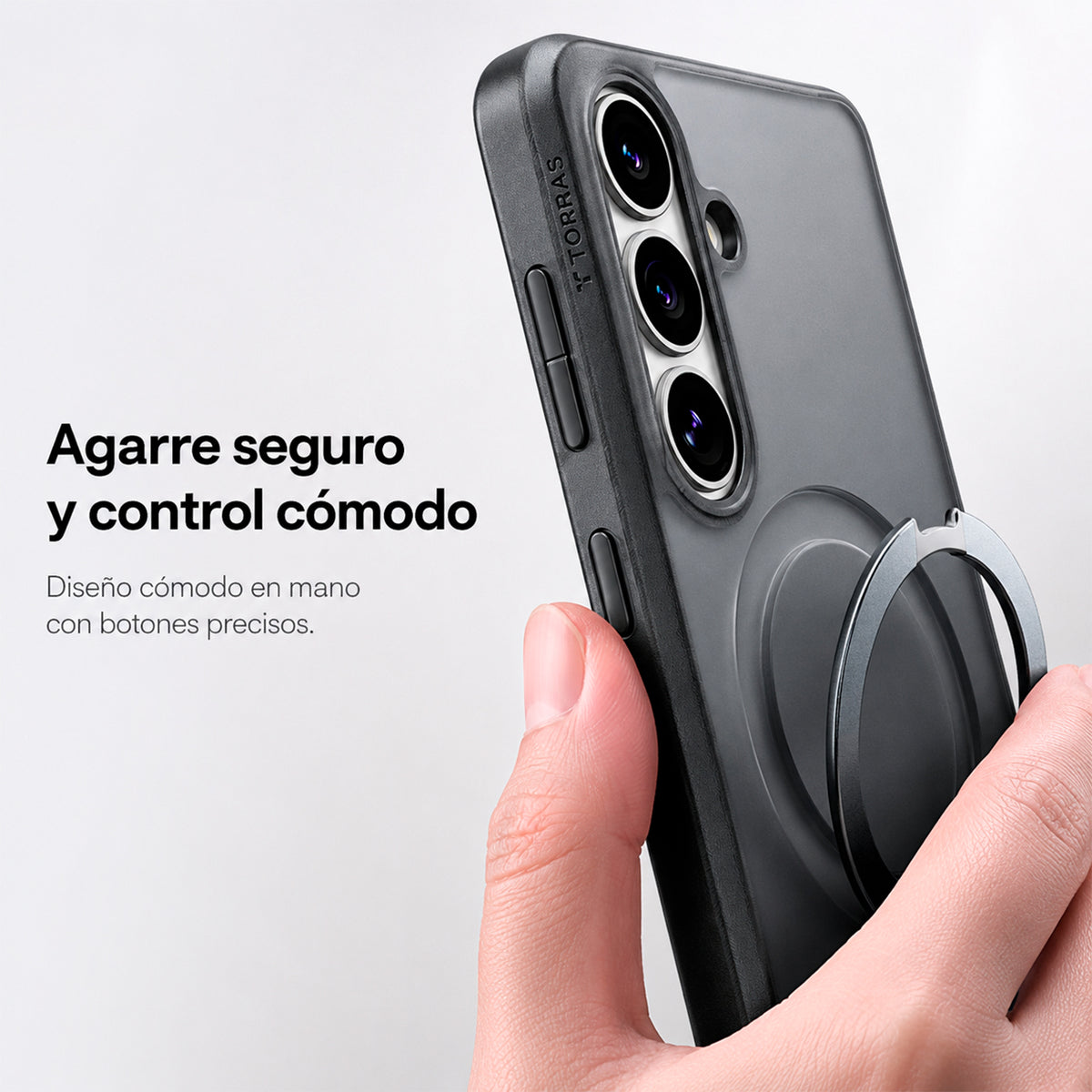 TORRAS Funda Ostand Spin Series con Soporte para Galaxy S26 Plus con Anillo Magnético, Negro