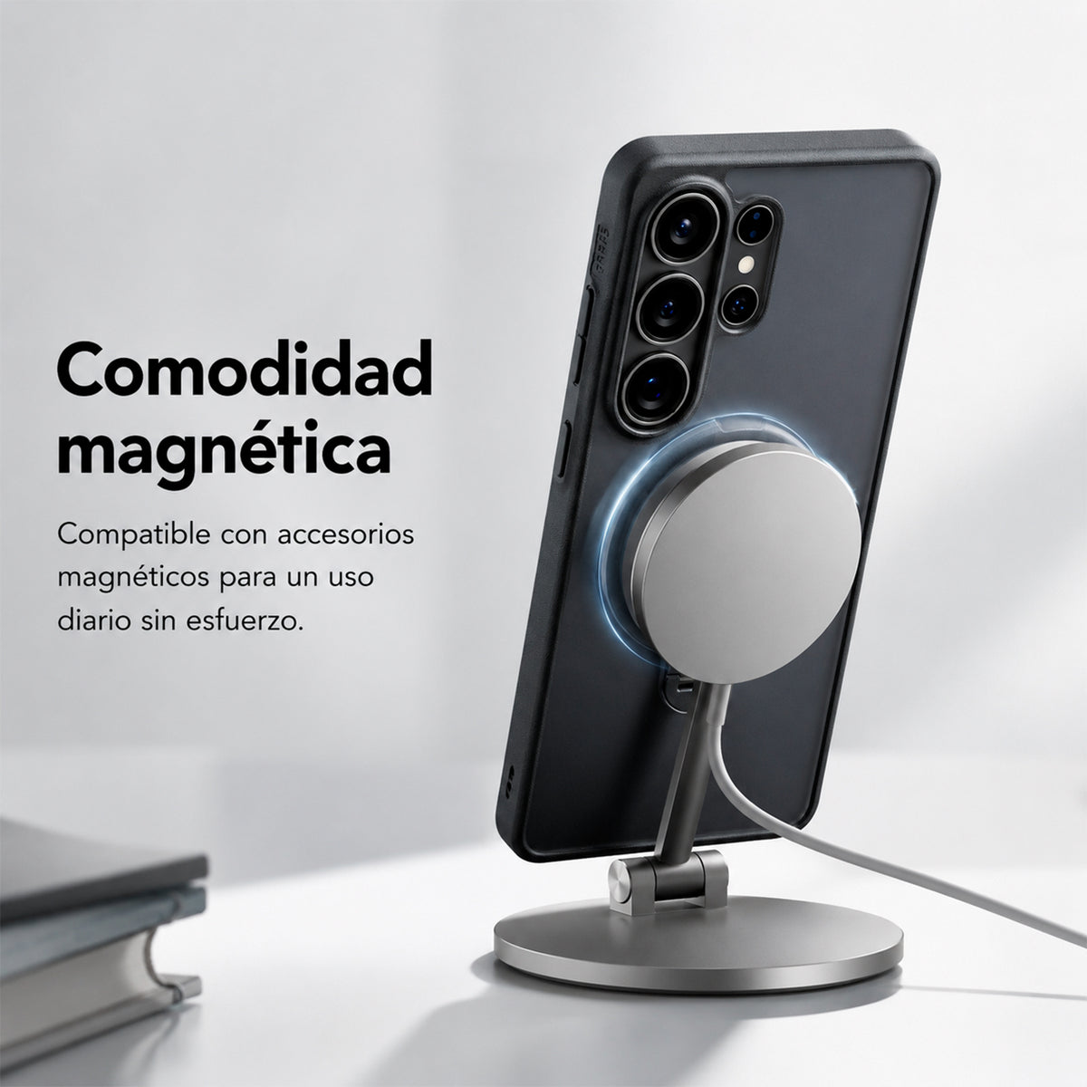 TORRAS Funda Ostand Spin Series con Soporte para Galaxy S26 Ultra con Anillo Magnético, Negro