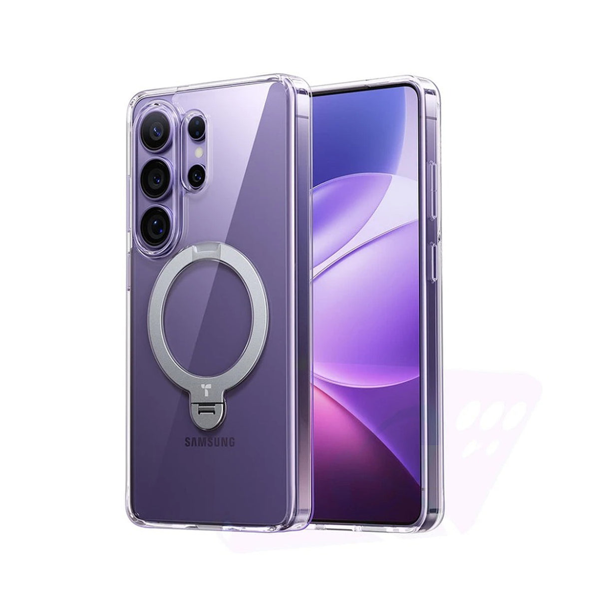 TORRAS Funda Ostand Spin Series con Soporte para Galaxy S26 Ultra con Anillo Magnético, Transparente