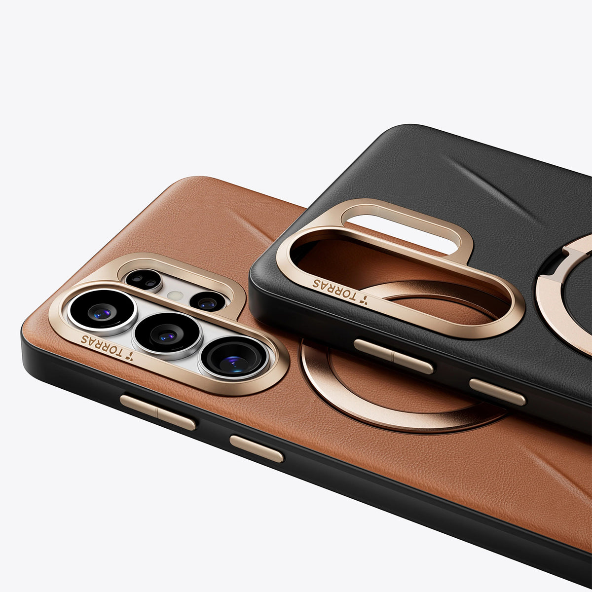 TORRAS Funda Ostand Spin VegSkin Series con Soporte para Galaxy S26 Ultra con Anillo Magnético, Amber Brown