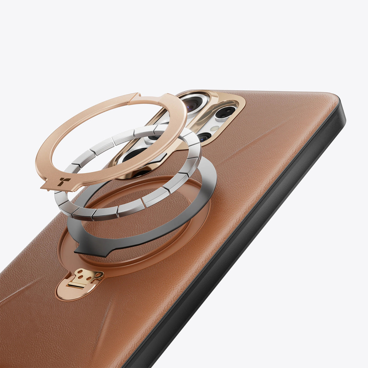 TORRAS Funda Ostand Spin VegSkin Series con Soporte para Galaxy S26 Ultra con Anillo Magnético, Amber Brown