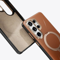 TORRAS Funda Ostand Spin VegSkin Series con Soporte para Galaxy S26 Ultra con Anillo Magnético, Amber Brown
