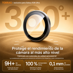 TORRAS Protector de Cámara LensGuard de Cristal Templado con Kit de Instalación para Galaxy S26 Ultra, Negro