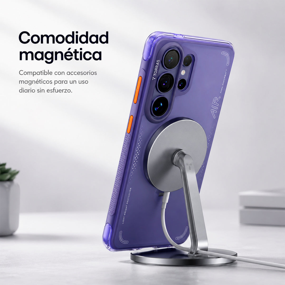 TORRAS Funda Ostand Spin Air Series con Soporte para Galaxy S26 Ultra con Anillo Magnético, Dark Purple