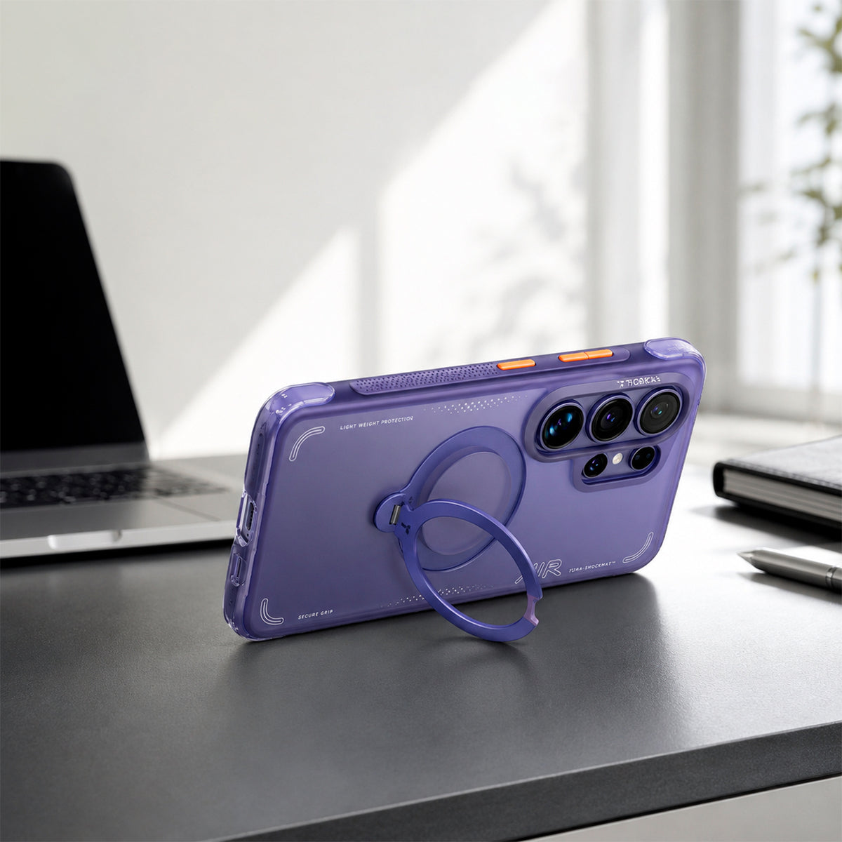 TORRAS Funda Ostand Spin Air Series con Soporte para Galaxy S26 Ultra con Anillo Magnético, Dark Purple