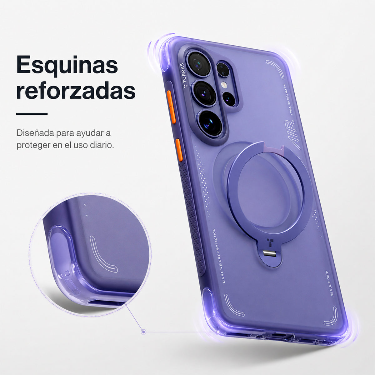TORRAS Funda Ostand Spin Air Series con Soporte para Galaxy S26 Ultra con Anillo Magnético, Dark Purple