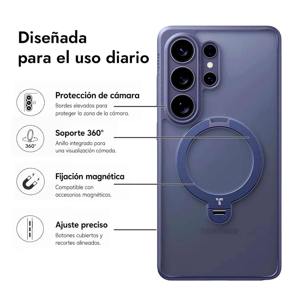 TORRAS Funda Ostand Spin Series con Soporte para Galaxy S26 Ultra con Anillo Magnético, Dark Purple