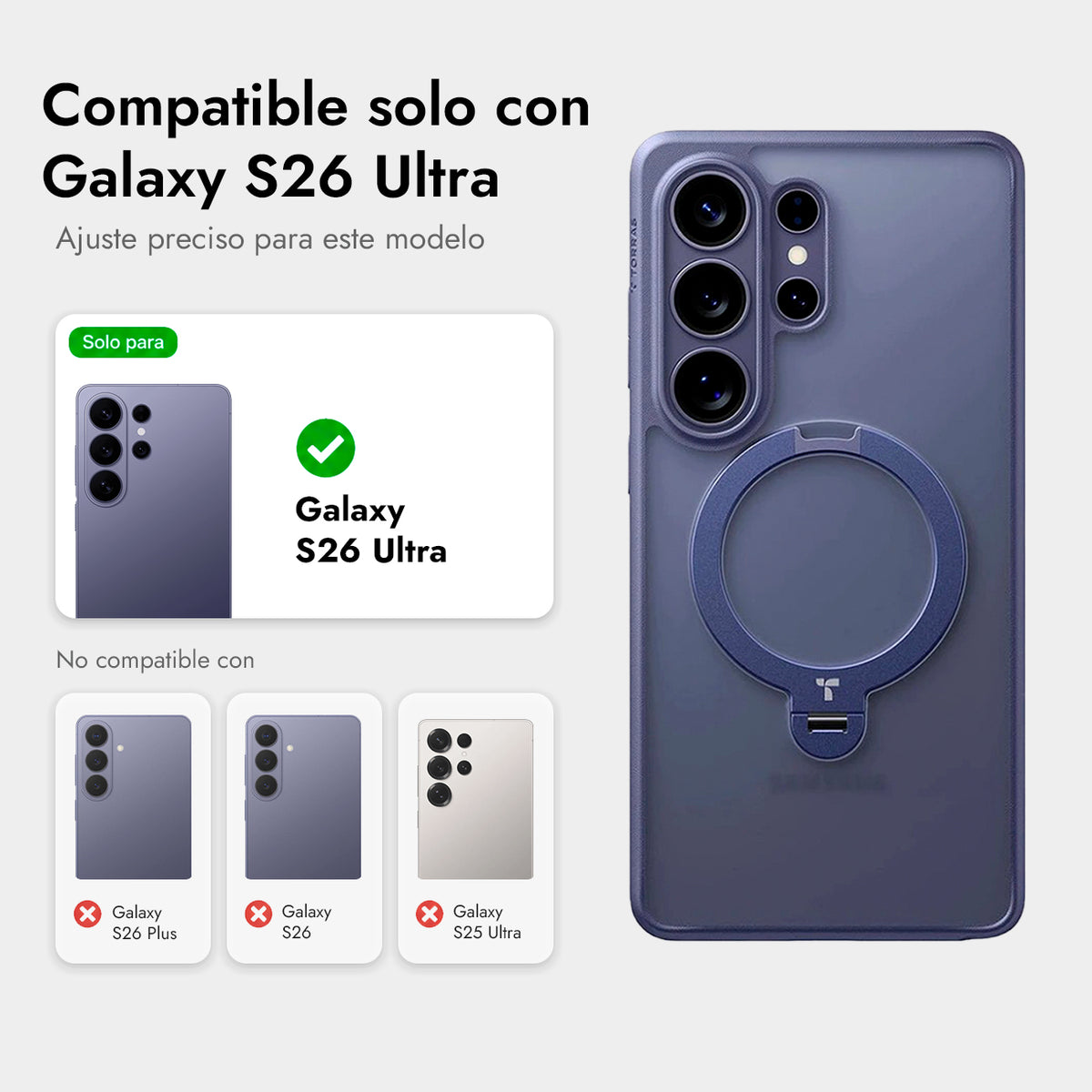 TORRAS Funda Ostand Spin Series con Soporte para Galaxy S26 Ultra con Anillo Magnético, Dark Purple