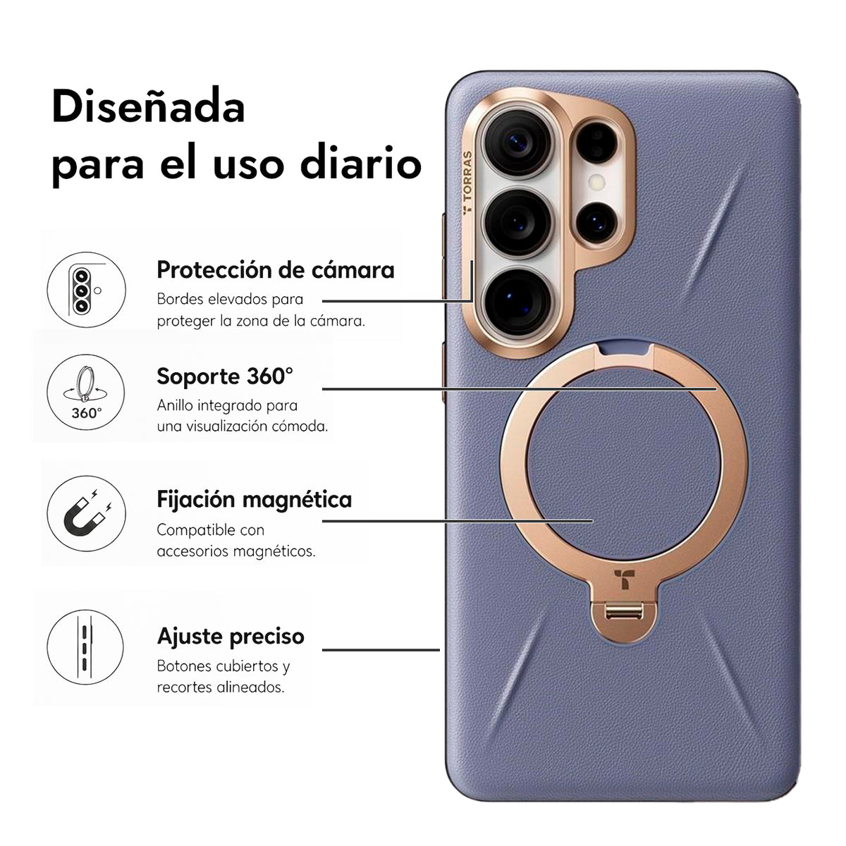 TORRAS Funda Ostand Spin VegSkin Series con Soporte para Galaxy S26 Ultra con Anillo Magnético, Dark Purple