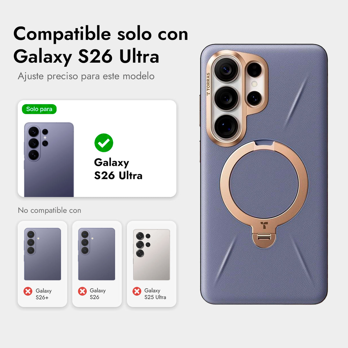 TORRAS Funda Ostand Spin VegSkin Series con Soporte para Galaxy S26 Ultra con Anillo Magnético, Dark Purple