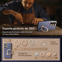 TORRAS Funda Ostand Spin VegSkin Series con Soporte para Galaxy S26 Ultra con Anillo Magnético, Dark Purple