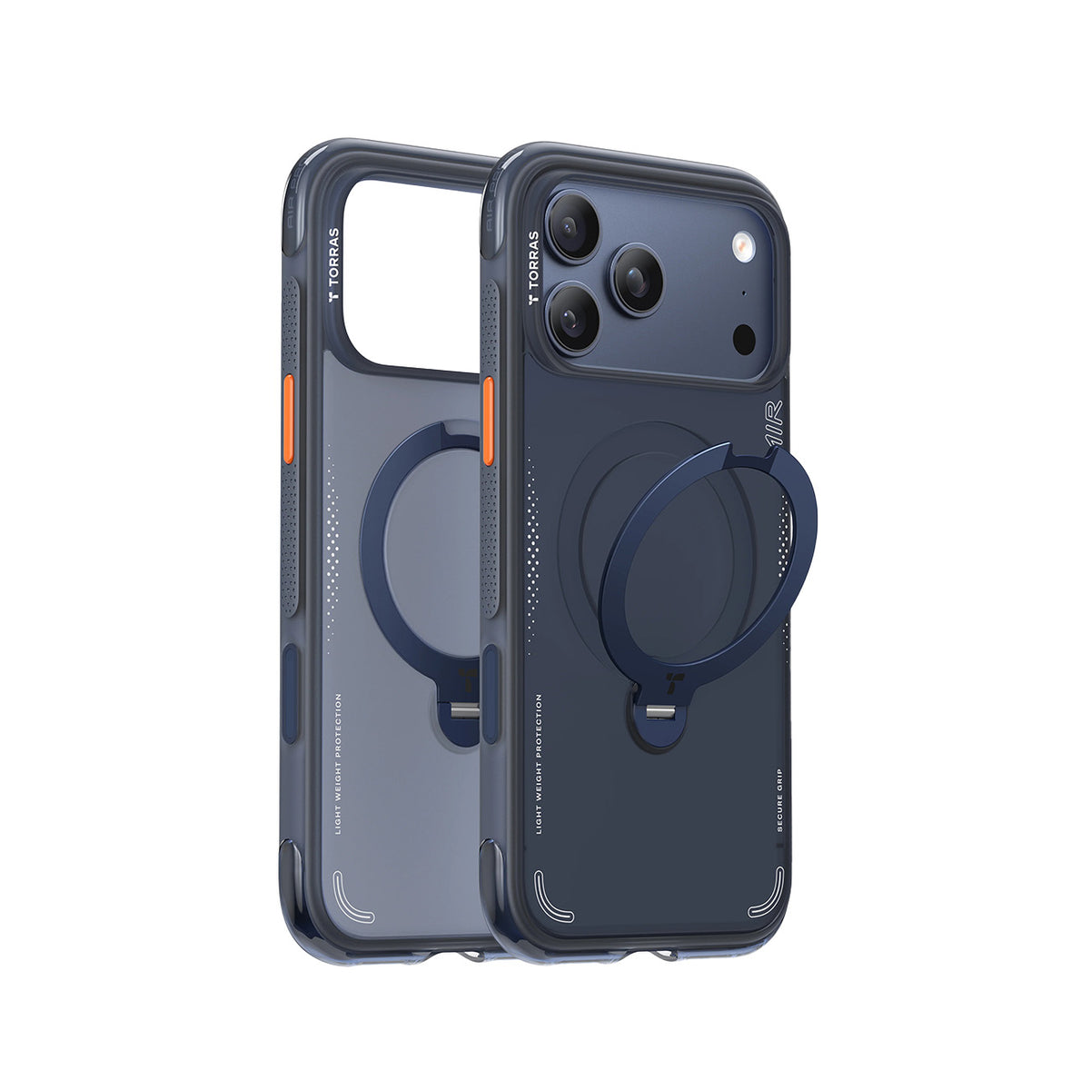 TORRAS Funda Ostand Q3 Air con Soporte Giratorio para iPhone 17 Pro Max/18 Pro Max Compatible con MagSafe, Azul Marino