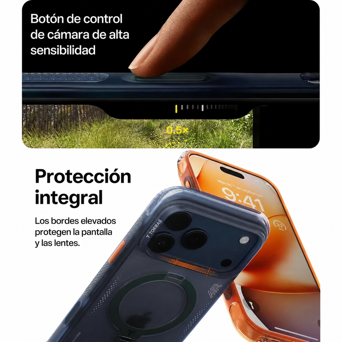 TORRAS Funda Ostand Q3 Air con Soporte Giratorio para iPhone 17 Pro/18 Pro Compatible con MagSafe, Azul Marino