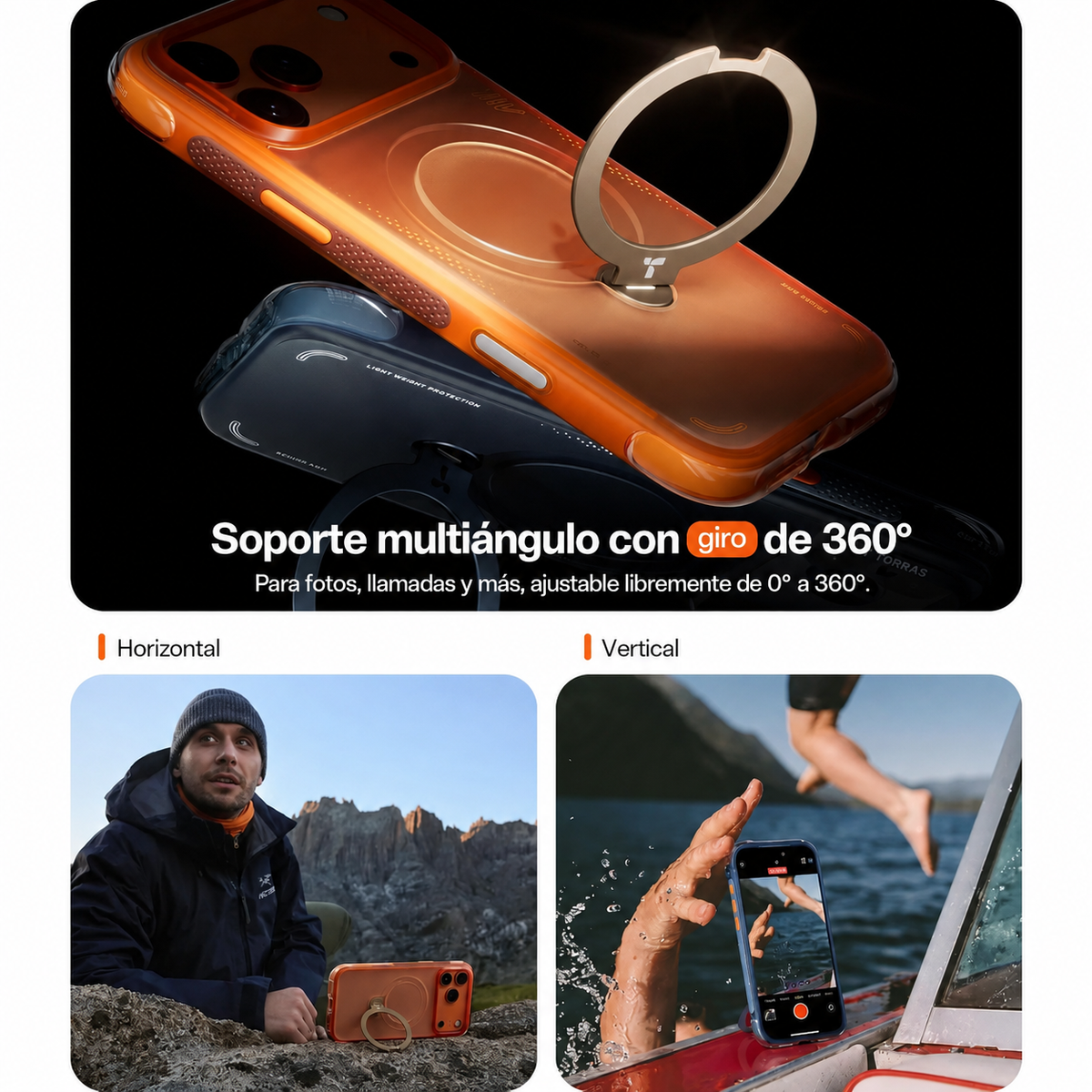 TORRAS Funda Ostand Q3 Air con Soporte Giratorio para iPhone 17 Pro/18 Pro Compatible con MagSafe, Azul Marino
