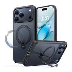 TORRAS Funda Ostand Spin Series con Soporte para iPhone 17 Pro Max Compatible con MagSafe, Negro