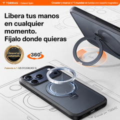 TORRAS Funda Ostand Spin Series con Soporte para iPhone 17 Pro Compatible con MagSafe, Negro