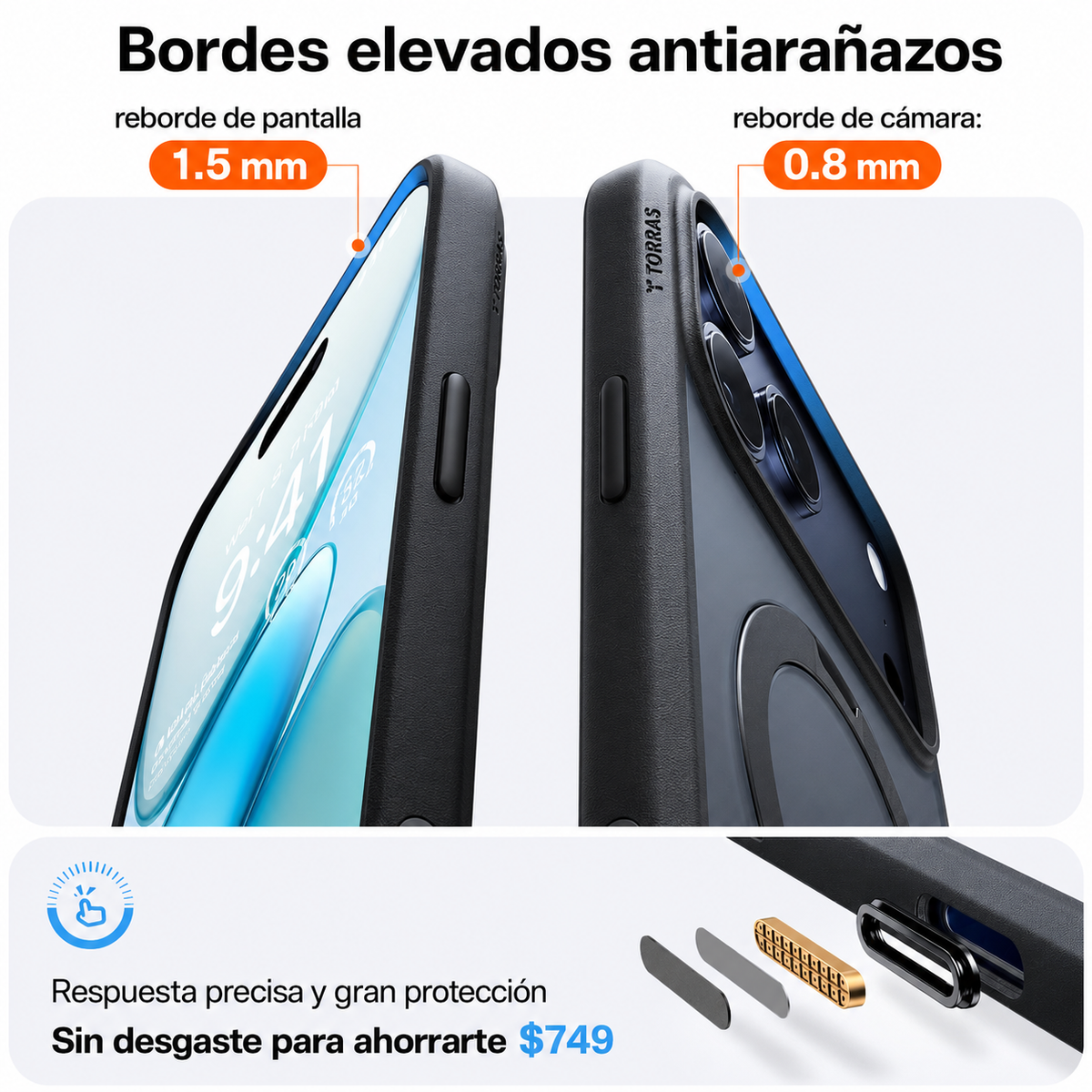TORRAS Funda Ostand Spin Series con Soporte para iPhone 17 Pro Max/18 Pro Max Compatible con MagSafe, Negro