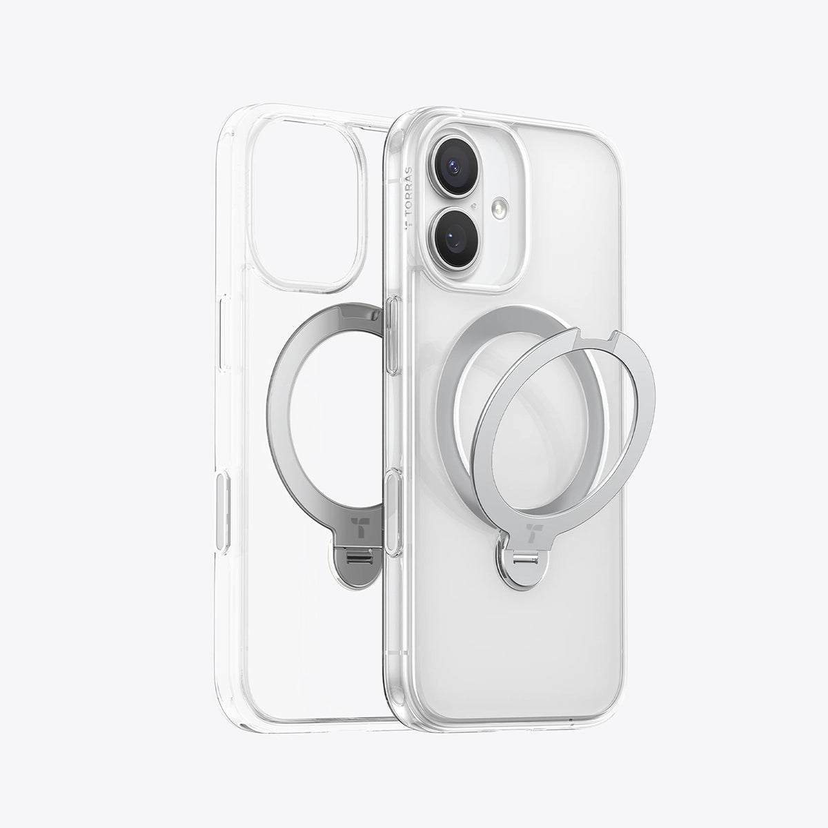 TORRAS Funda Ostand Spin Series con Soporte para iPhone 17 Compatible con MagSafe, Transparente