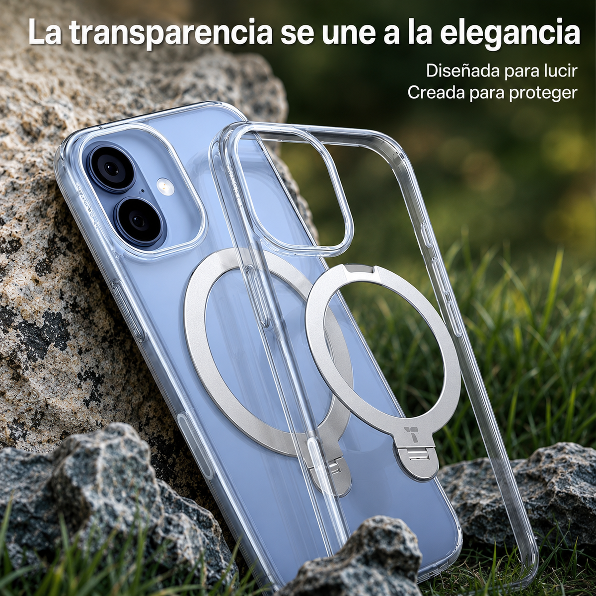 TORRAS Funda Ostand Spin Series con Soporte para iPhone 17 Compatible con MagSafe, Transparente