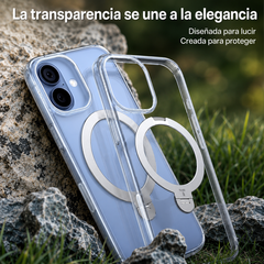 TORRAS Funda Ostand Spin Series con Soporte para iPhone 17 Compatible con MagSafe, Transparente