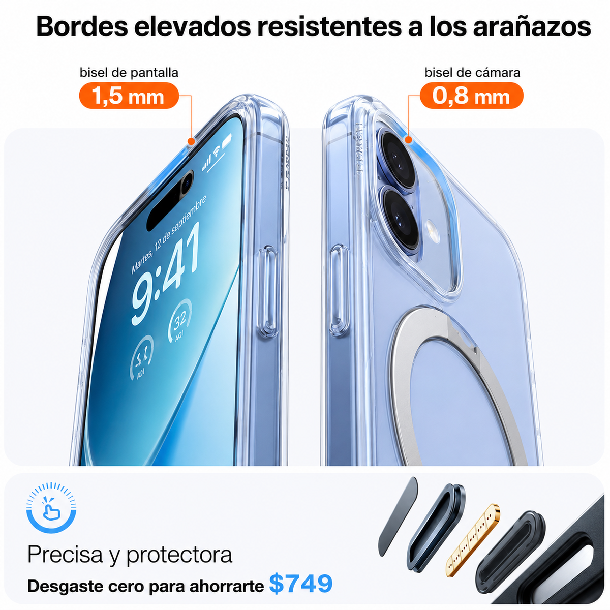 TORRAS Funda Ostand Spin Series con Soporte para iPhone 17 Compatible con MagSafe, Transparente