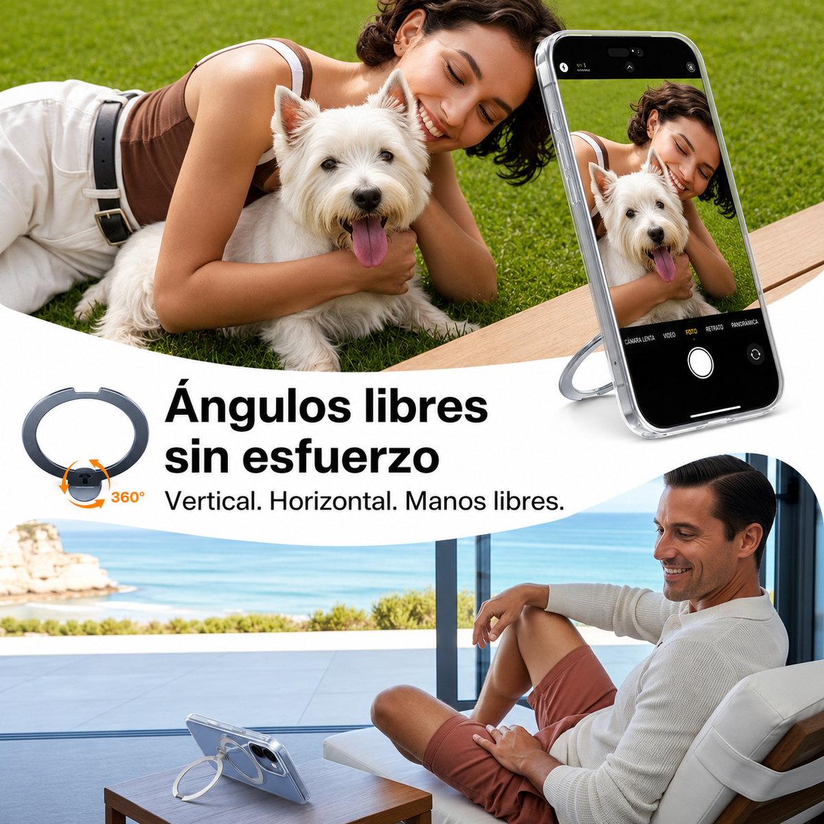 TORRAS Funda Ostand Spin Series con Soporte para iPhone 17 Compatible con MagSafe, Transparente