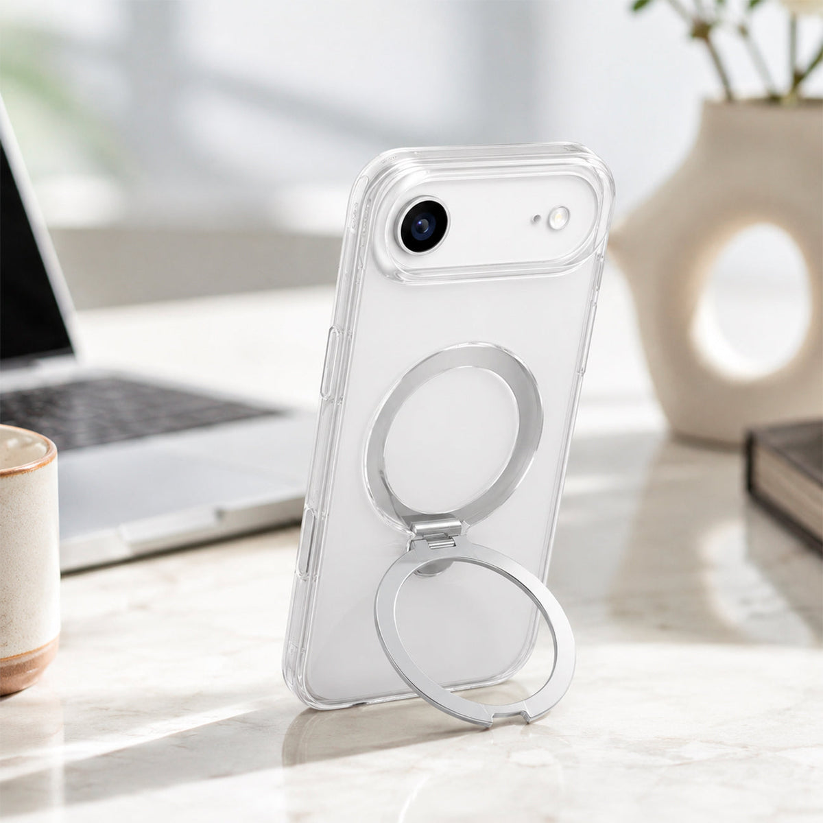 TORRAS Funda Ostand Spin Series con Soporte para iPhone Air Compatible con MagSafe, Transparente