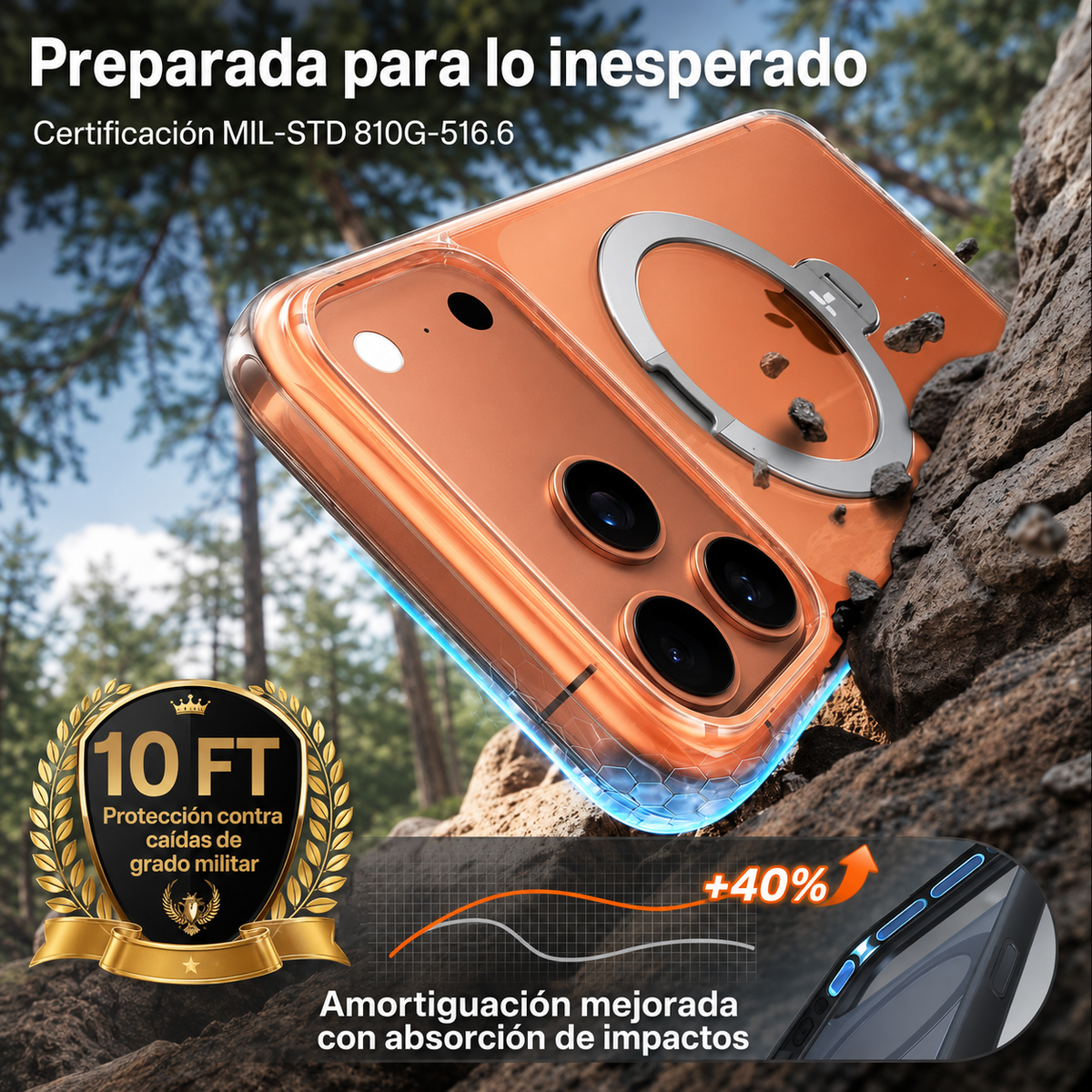 TORRAS Funda Ostand Spin Series con Soporte para iPhone 17 Pro Max/18 Pro Max Compatible con MagSafe, Transparente