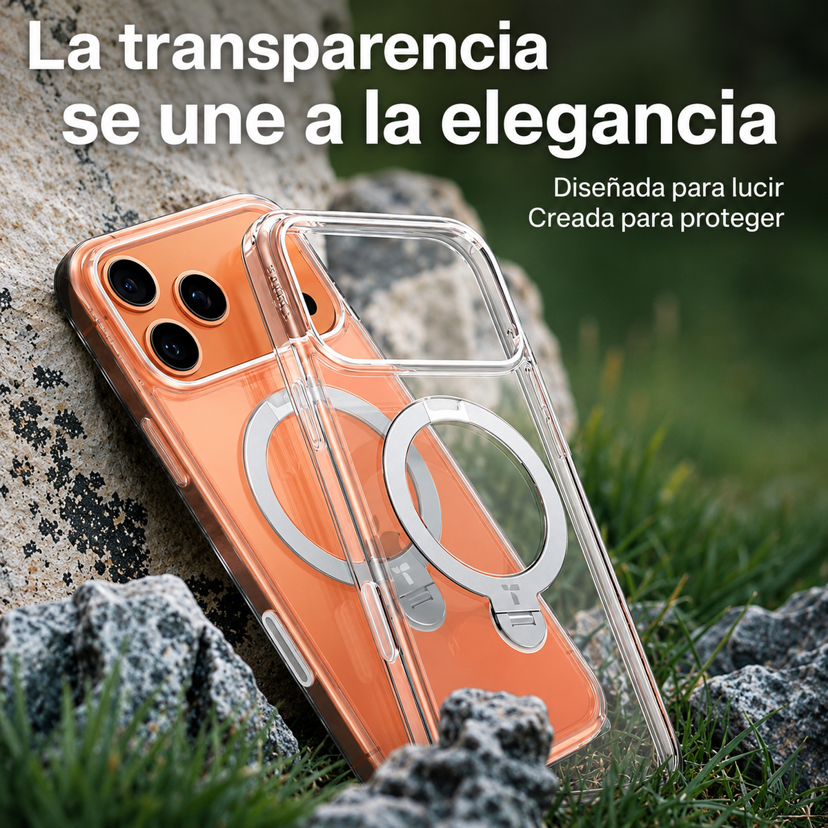 TORRAS Funda Ostand Spin Series con Soporte para iPhone 17 Pro Max/18 Pro Max Compatible con MagSafe, Transparente