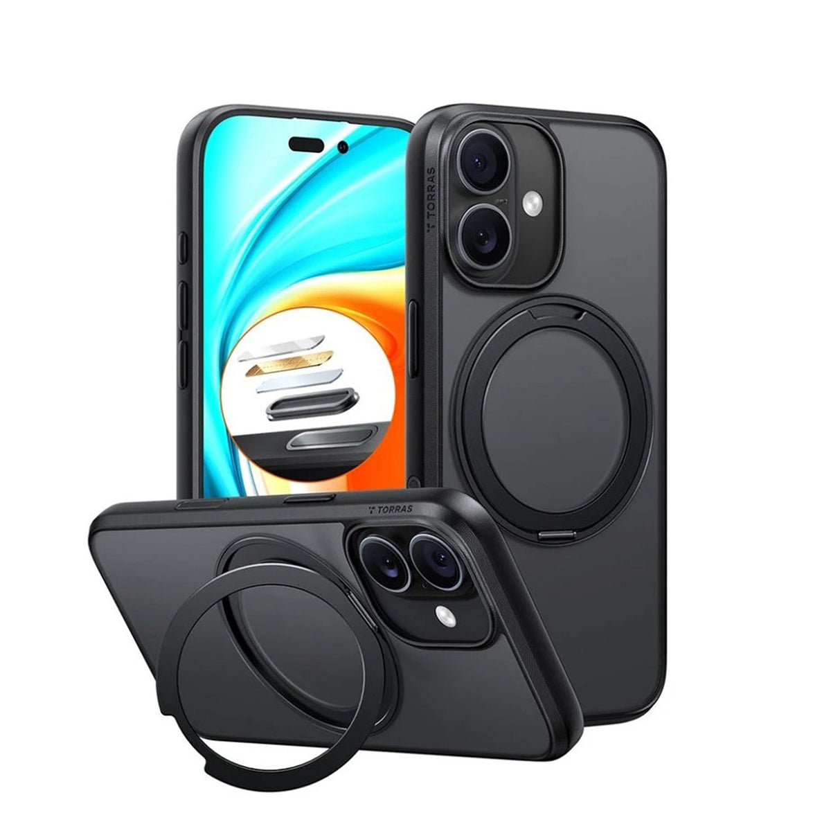 TORRAS Funda Ostand Pro Series con Soporte para iPhone 17 Compatible con MagSafe, Negro