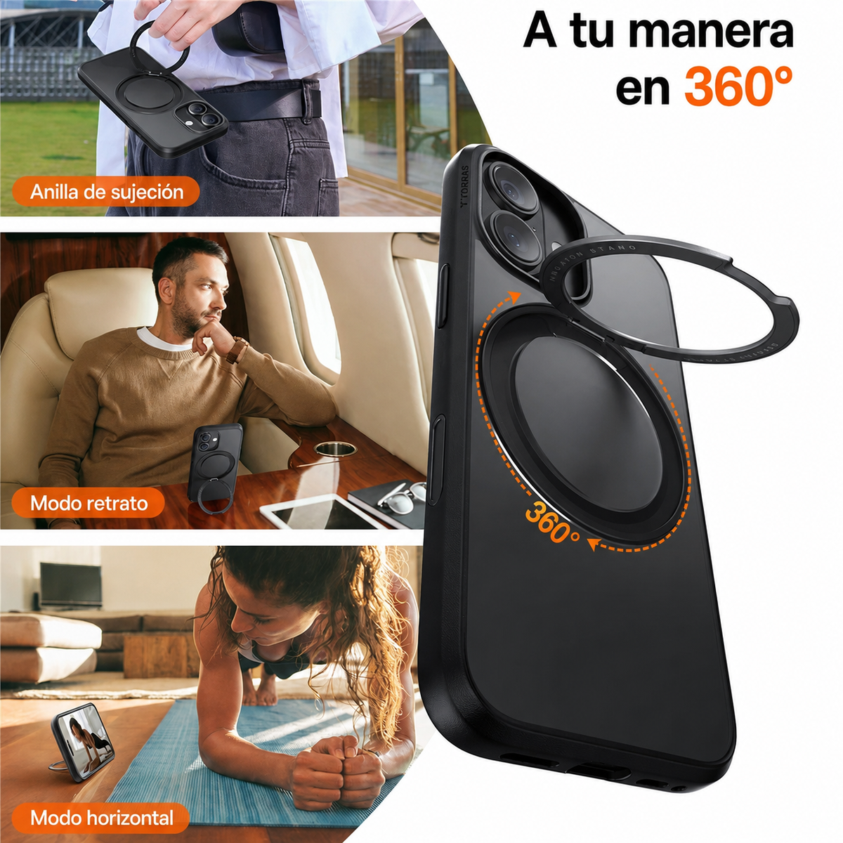 TORRAS Funda Ostand Pro Series con Soporte para iPhone 17 Compatible con MagSafe, Negro