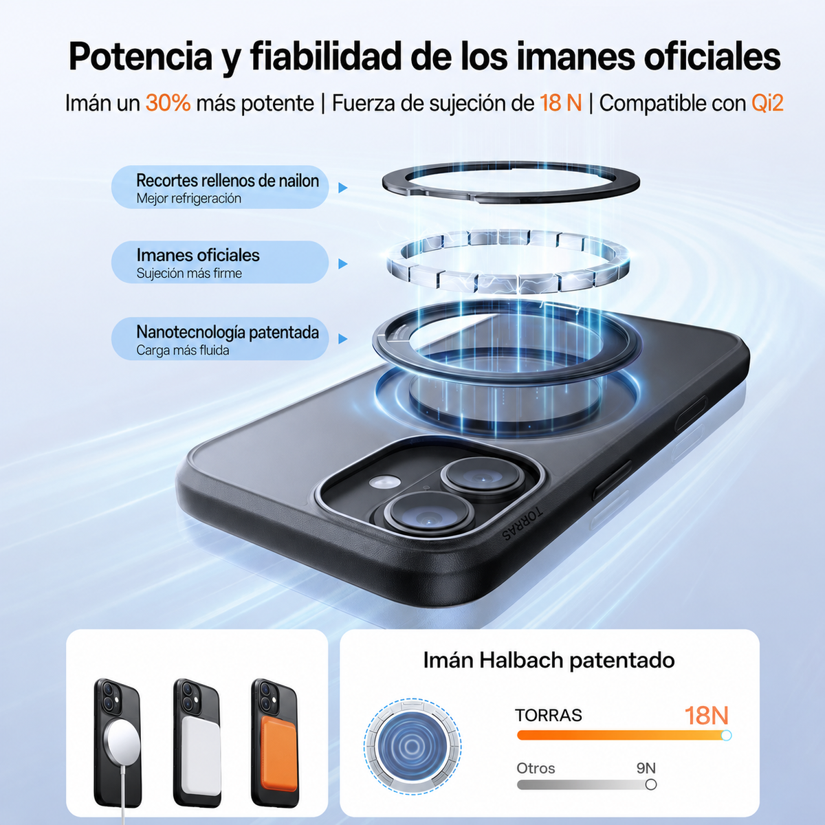 TORRAS Funda Ostand Pro Series con Soporte para iPhone 17 Compatible con MagSafe, Negro
