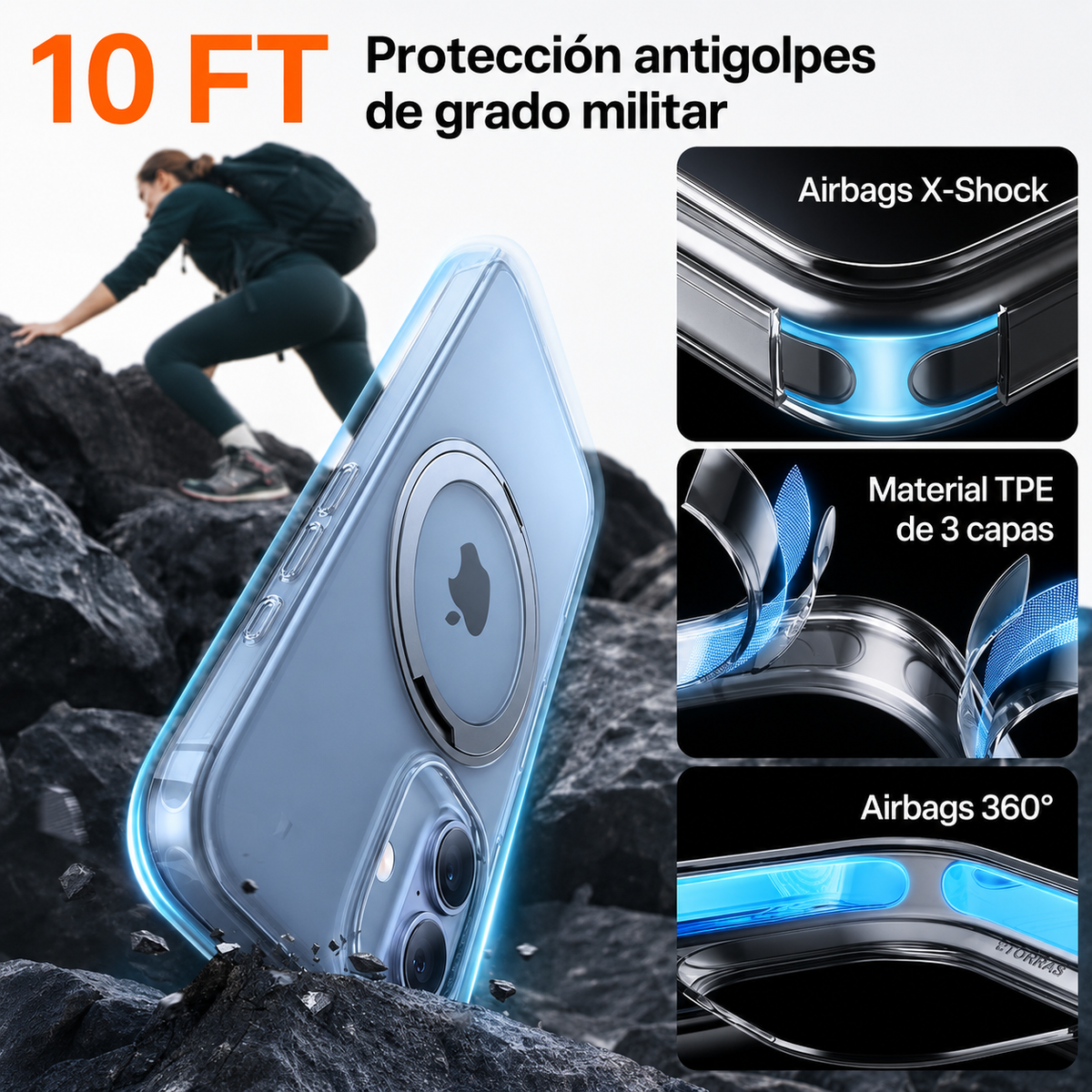 TORRAS Funda Ostand Pro Series con Soporte para iPhone 17 Compatible con MagSafe, Transparente
