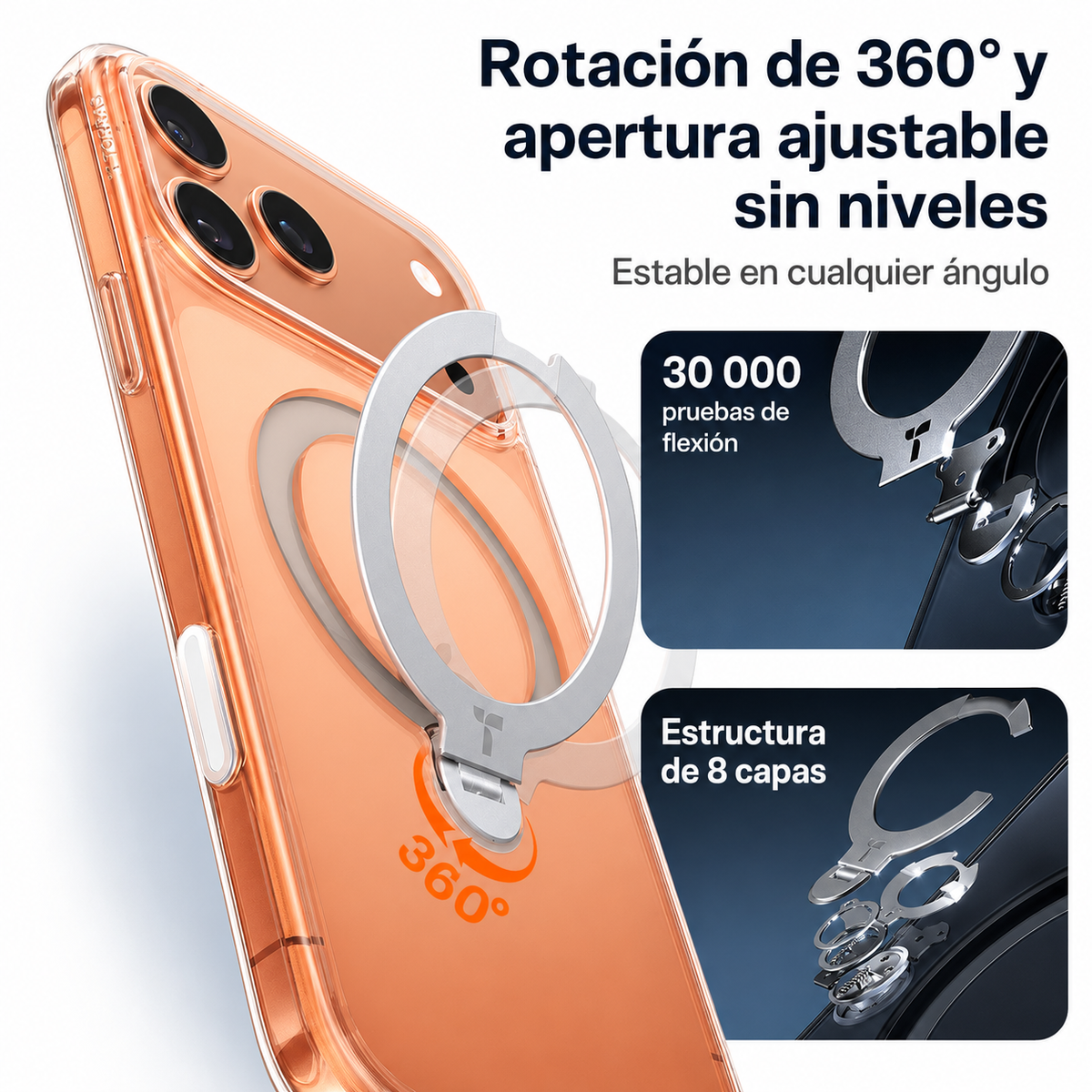 TORRAS Funda Ostand Pro Series con Soporte para iPhone 17 Pro Max/18 Pro Max Compatible con MagSafe, Transparente
