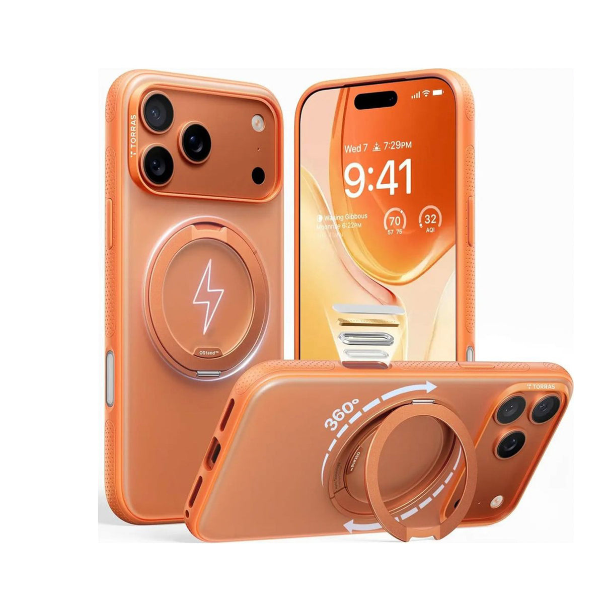 TORRAS Funda Ostand Pro Series con Soporte para iPhone 17 Pro/18 Pro Compatible con MagSafe, Naranja