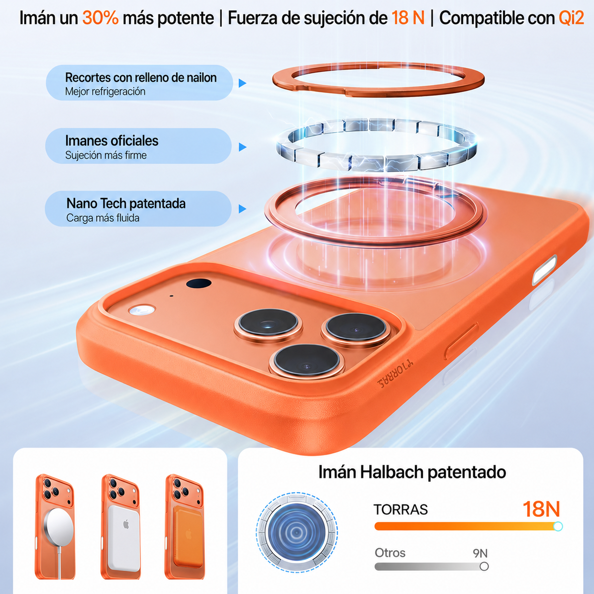 TORRAS Funda Ostand Pro Series con Soporte para iPhone 17 Pro Max/18 Pro Max Compatible con MagSafe, Naranja