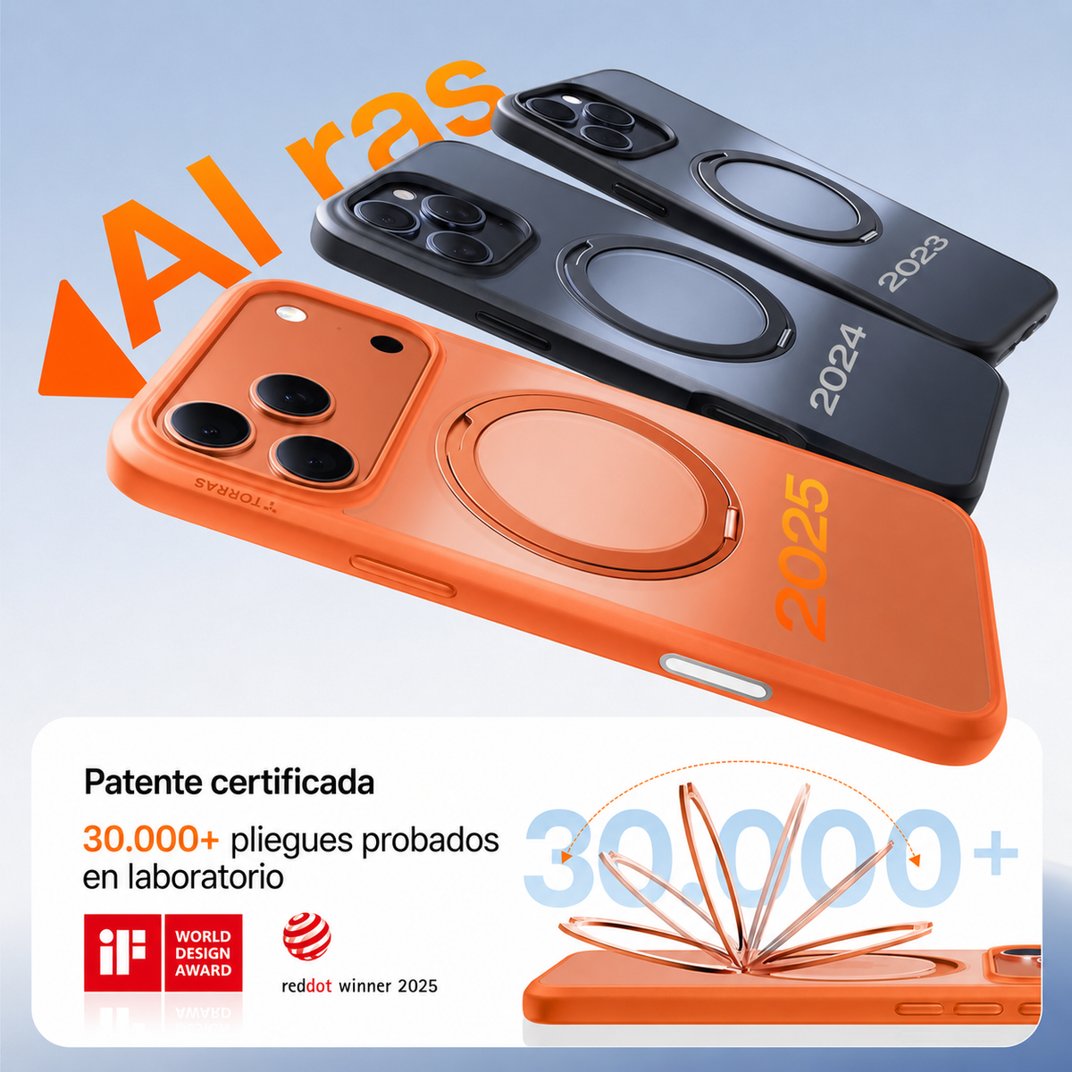 TORRAS Funda Ostand Pro Series con Soporte para iPhone 17 Pro/18 Pro Compatible con MagSafe, Naranja