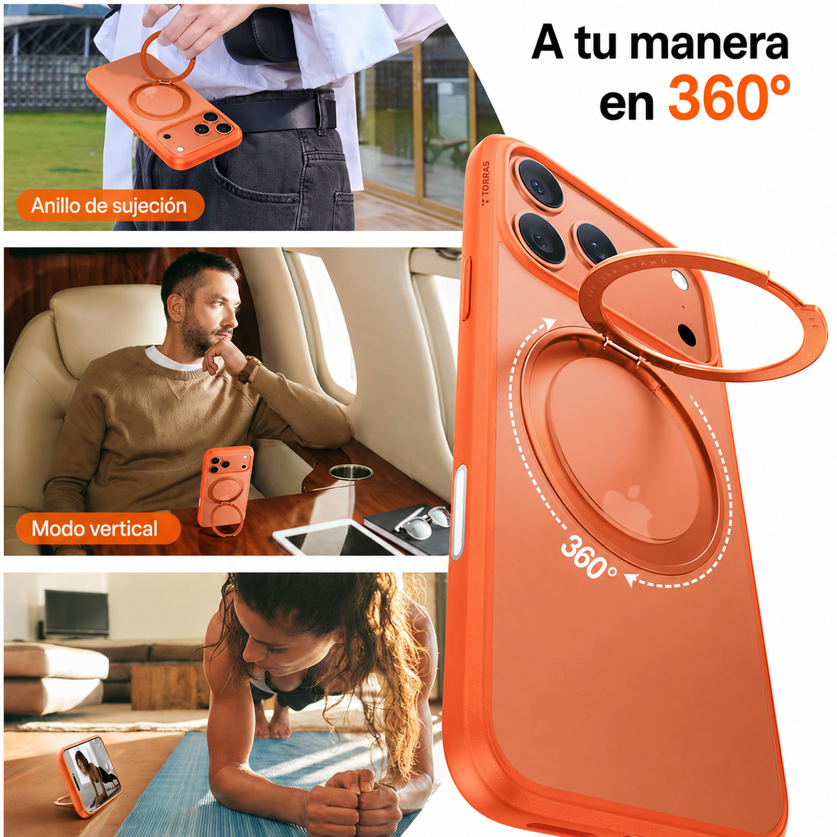 TORRAS Funda Ostand Pro Series con Soporte para iPhone 17 Pro/18 Pro Compatible con MagSafe, Naranja