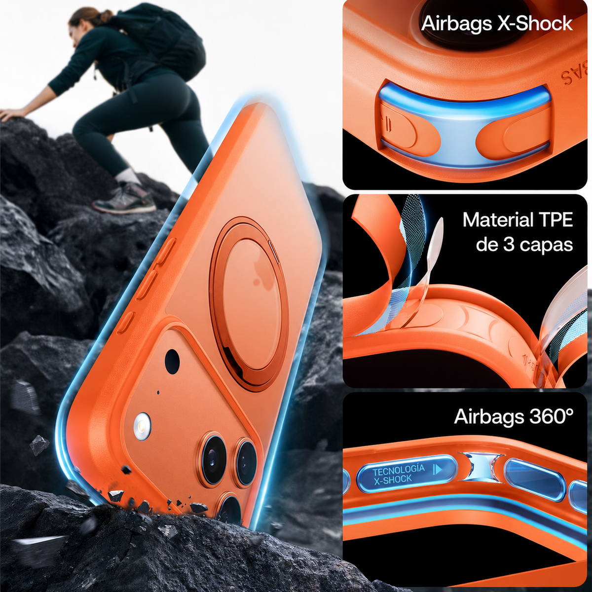 TORRAS Funda Ostand Pro Series con Soporte para iPhone 17 Pro/18 Pro Compatible con MagSafe, Naranja