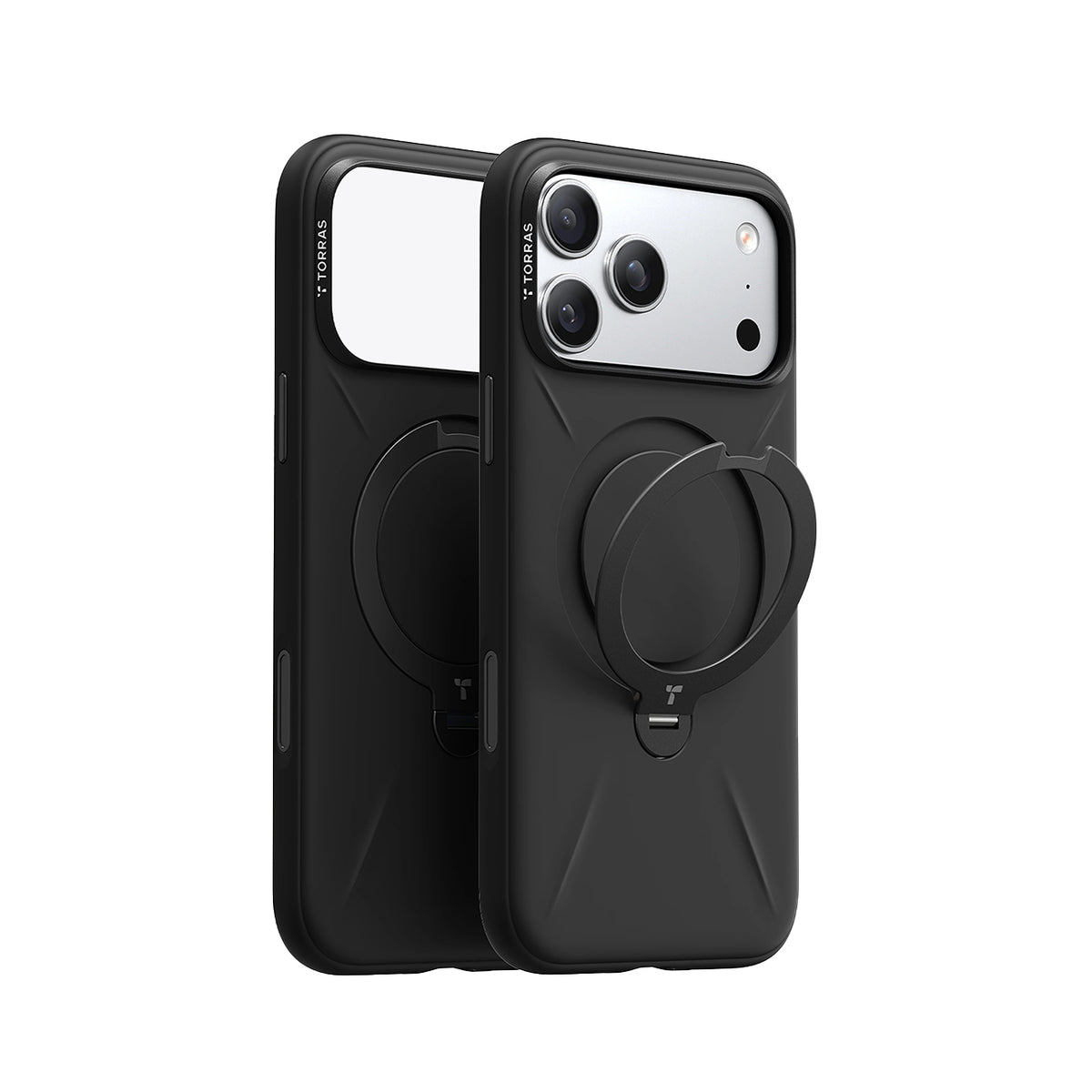 TORRAS Funda Ostand Spin Softune Series con Soporte para iPhone 17 Pro Max/18 Pro Max Compatible con MagSafe, Negro