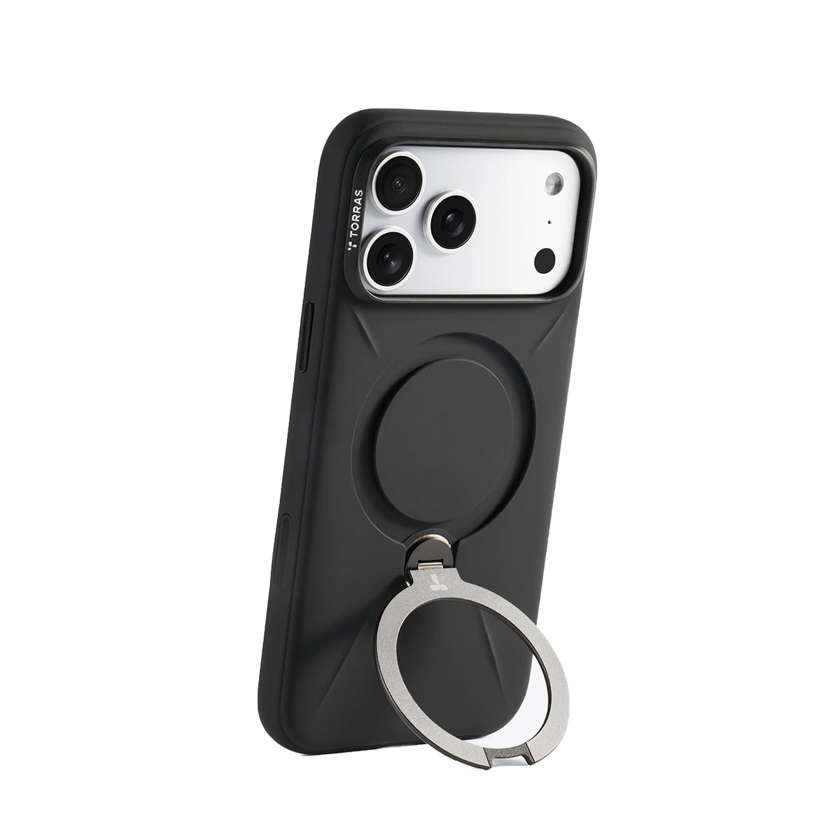 TORRAS Funda Ostand Spin Softune Series con Soporte para iPhone 17 Pro Max/18 Pro Max Compatible con MagSafe, Negro