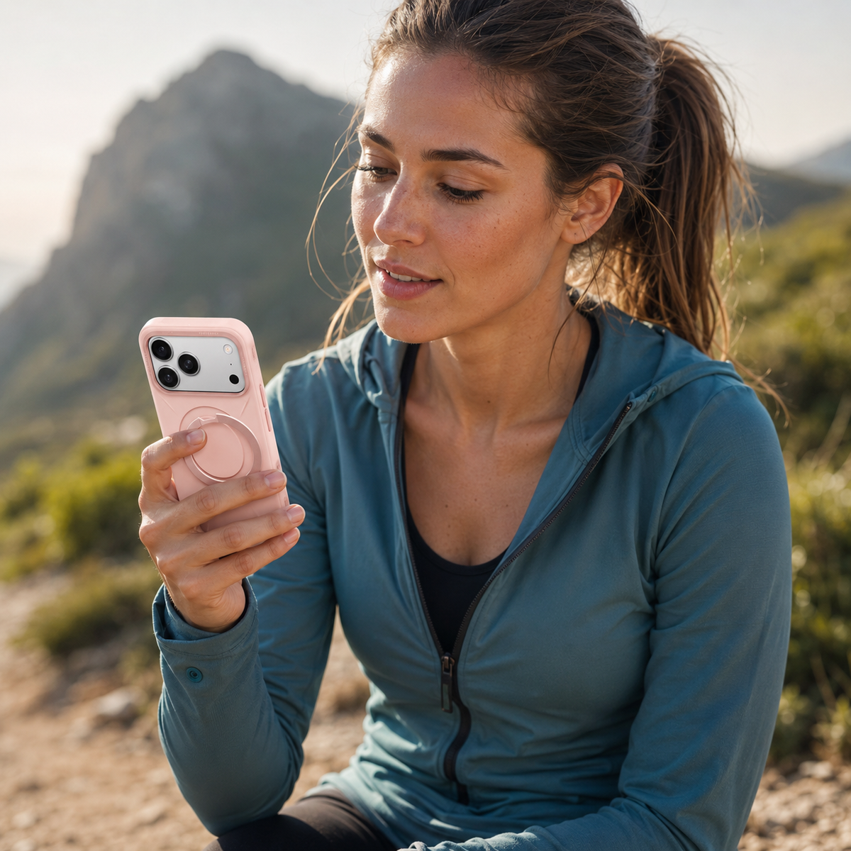 TORRAS Funda Ostand Spin Softune Series con Soporte para iPhone 17 Pro/18 Pro Compatible con MagSafe, Rosa