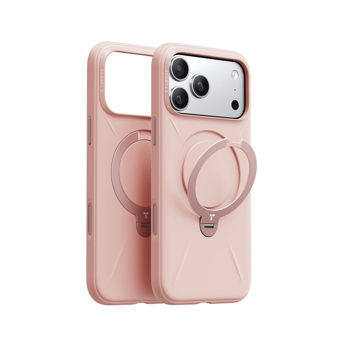 TORRAS Funda Ostand Spin Softune Series con Soporte para iPhone 17 Pro/18 Pro Compatible con MagSafe, Rosa