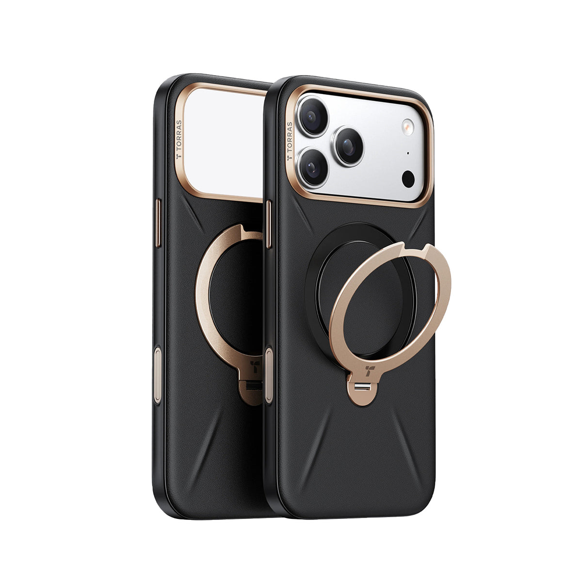TORRAS Funda Ostand Spin VegSkin Series con Soporte para iPhone 17 Pro/18 Pro Compatible con MagSafe, Negro