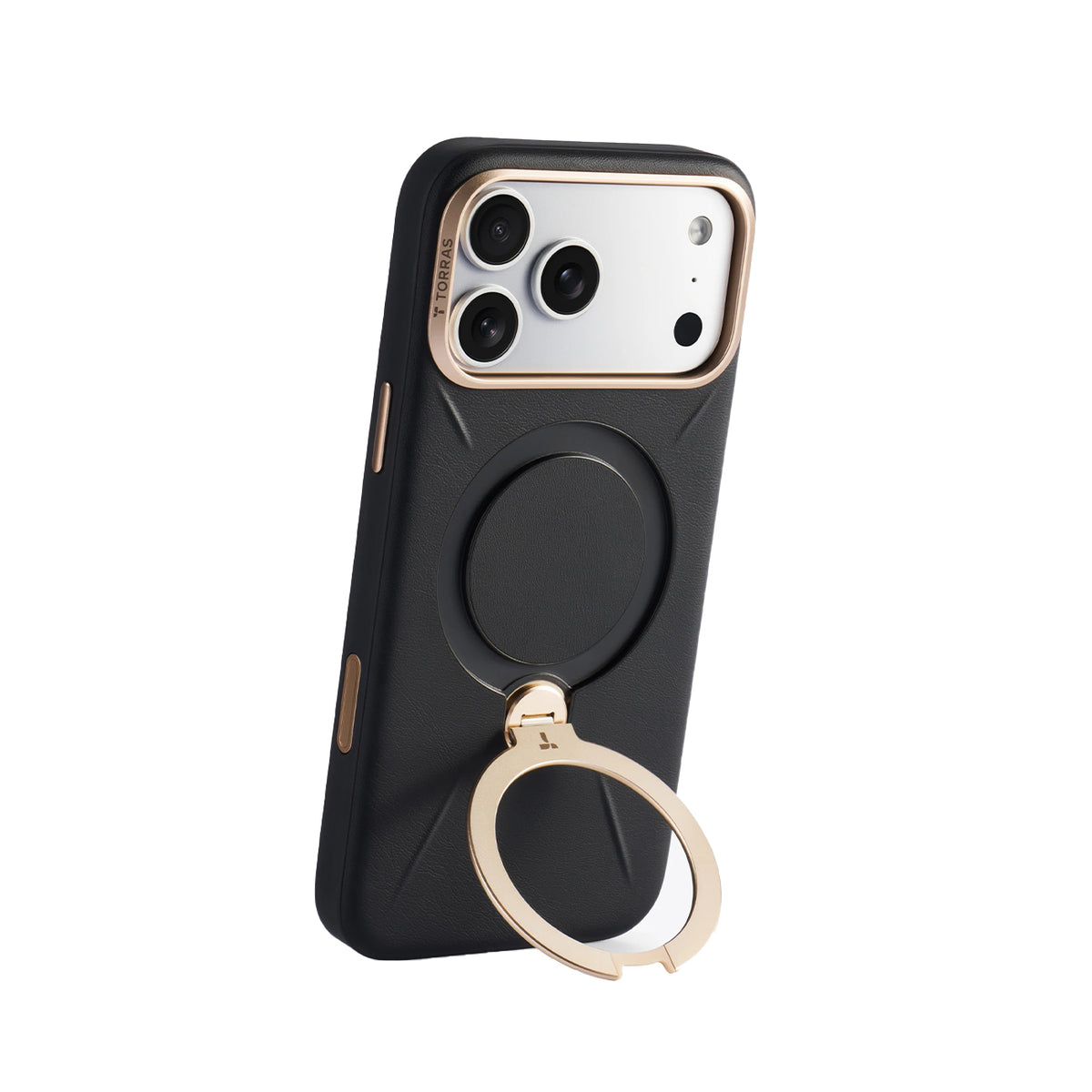 TORRAS Funda Ostand Spin VegSkin Series con Soporte para iPhone 17 Pro/18 Pro Compatible con MagSafe, Negro