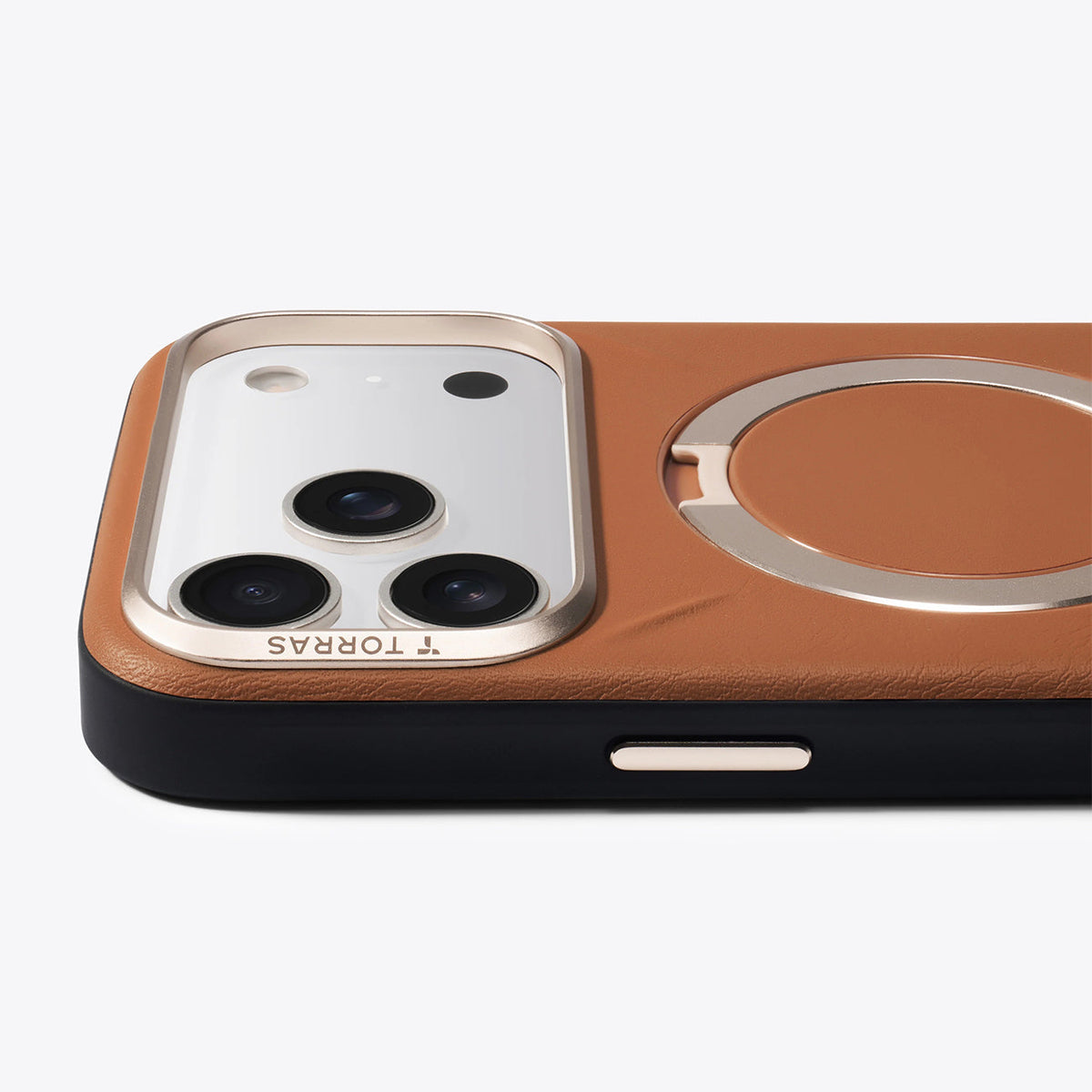 TORRAS Funda Ostand Spin VegSkin Series con Soporte para iPhone 17 Pro Max/18 Pro Max Compatible con MagSafe, Marrón