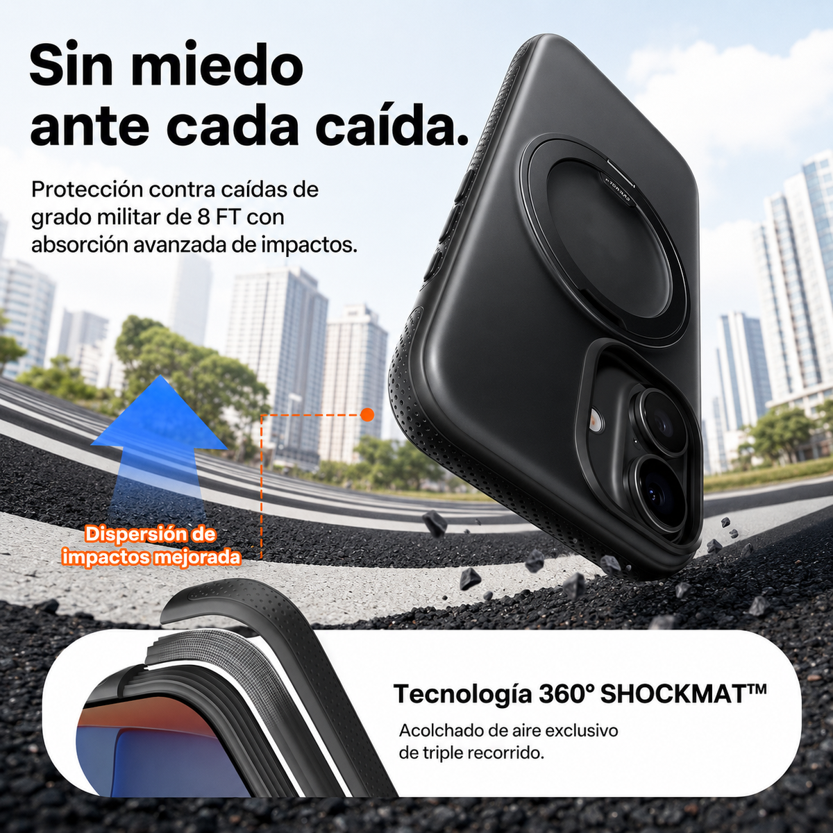 TORRAS Funda Ostand R Fitness Series con Soporte para iPhone 17 Compatible con MagSafe, Negro