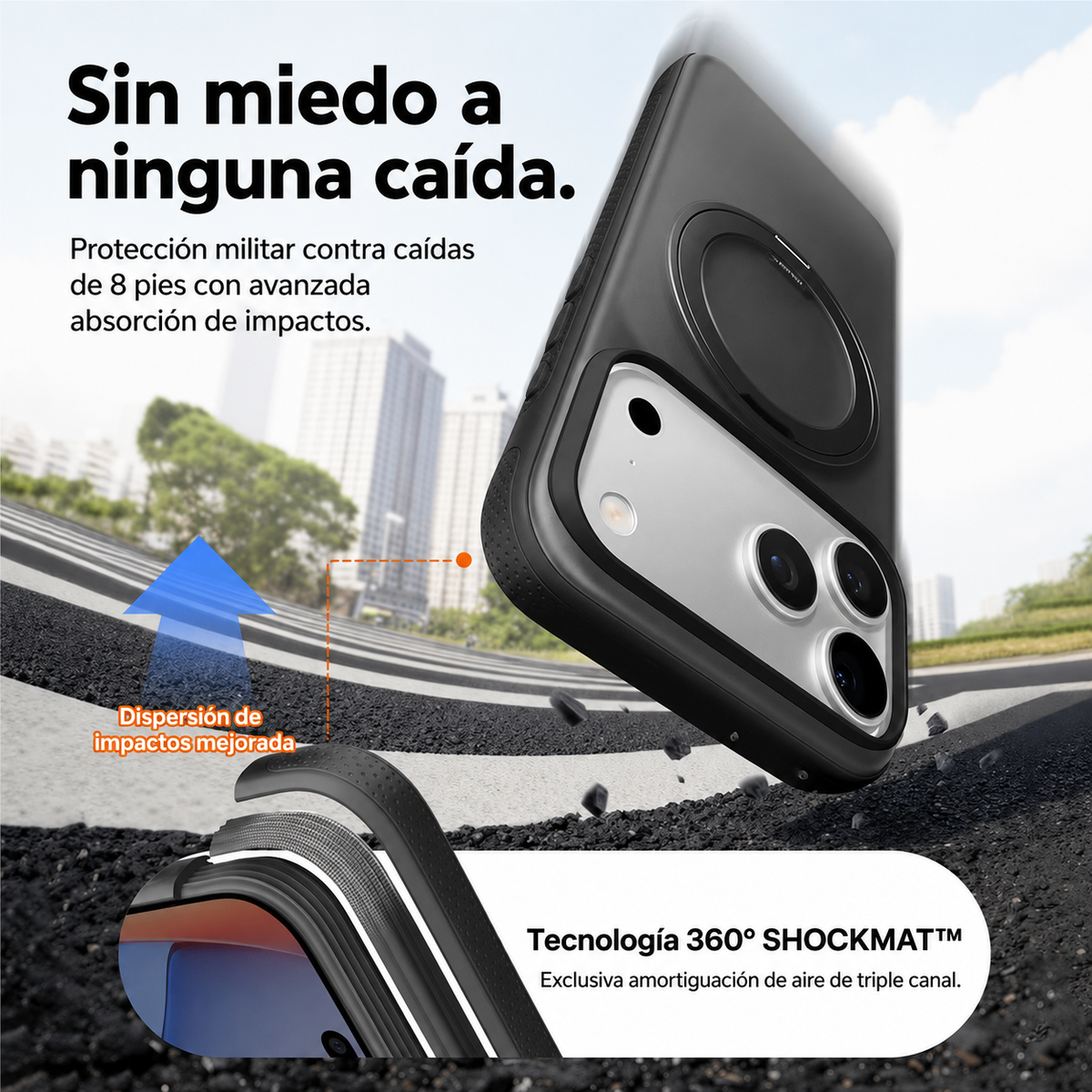 TORRAS Funda Ostand R Fitness Series con Soporte para iPhone 17 Pro/18 Pro Compatible con MagSafe, Negro
