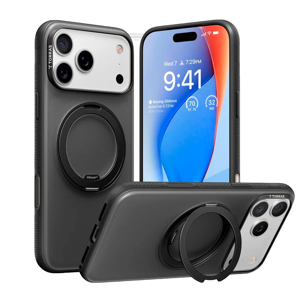 TORRAS Funda Ostand R Fitness Series con Soporte para iPhone 17 Pro/18 Pro Compatible con MagSafe, Negro